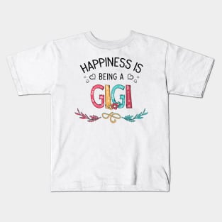 Happiness Is Being A Gigi Wildflowers Valentines Mothers Day Kids T-Shirt